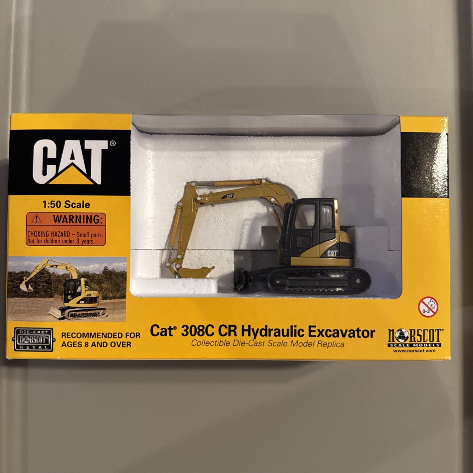 NORSCOT CAT 1:50 55129 308C CR Hydraulic Excavator Yellow box 4