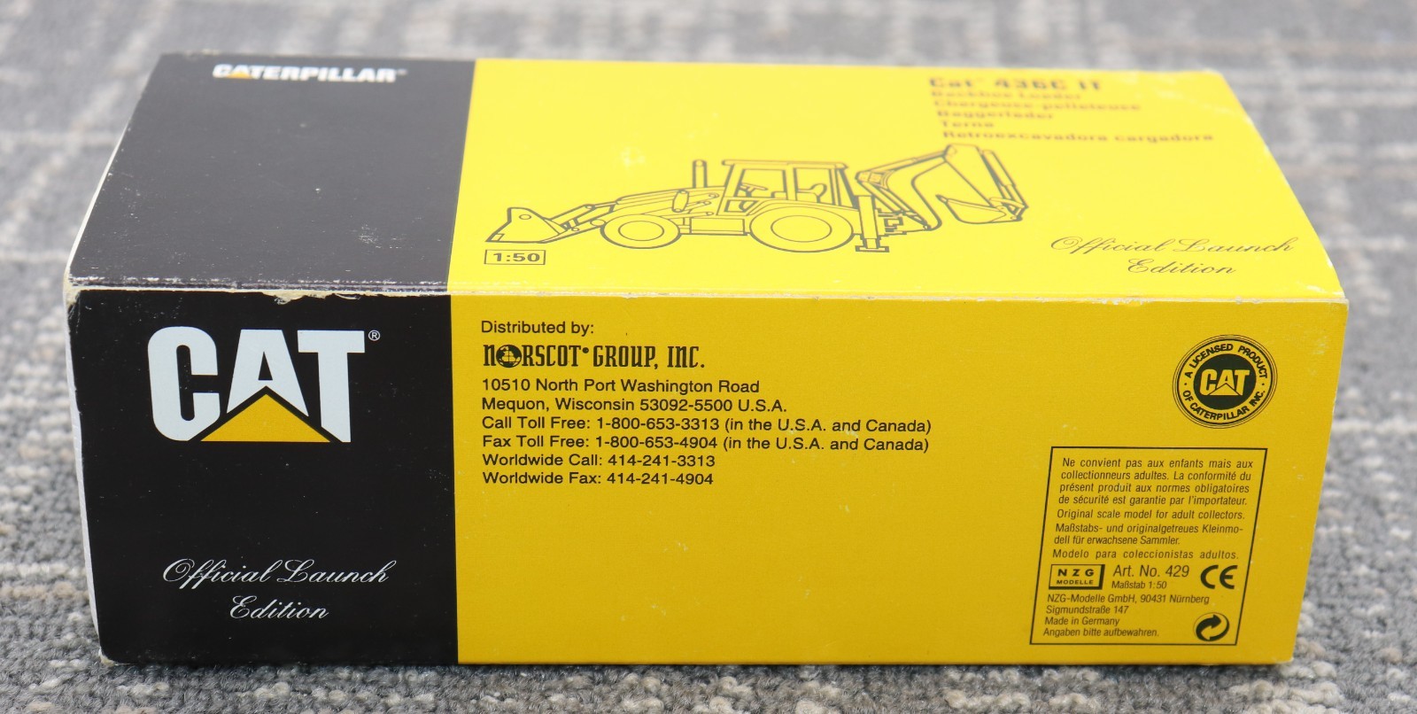 NZG CAT 436C IT Backhoe Loader Caterpillar 429 1:50 in Box Germany Launch Edt