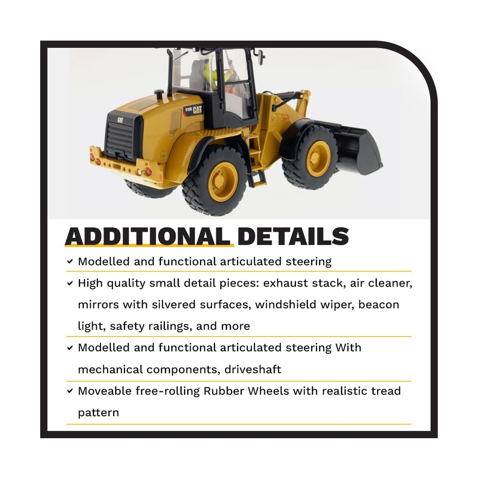 Diecast Masters 1:32 Caterpillar 910K Wheel Loader – High Line Series 8529