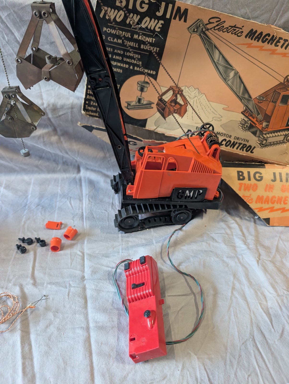 2 1960’s Big Jim Electric Magnetic Vintage Crane toy truck remote control car
