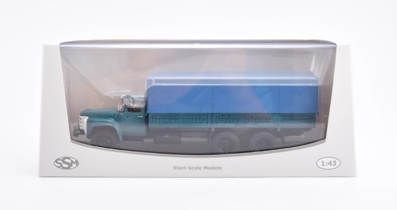 1:43 SSM ZIL-133GYA 3-axle Flatbet Truck &Cloak Construct Vehicle Diecast Model