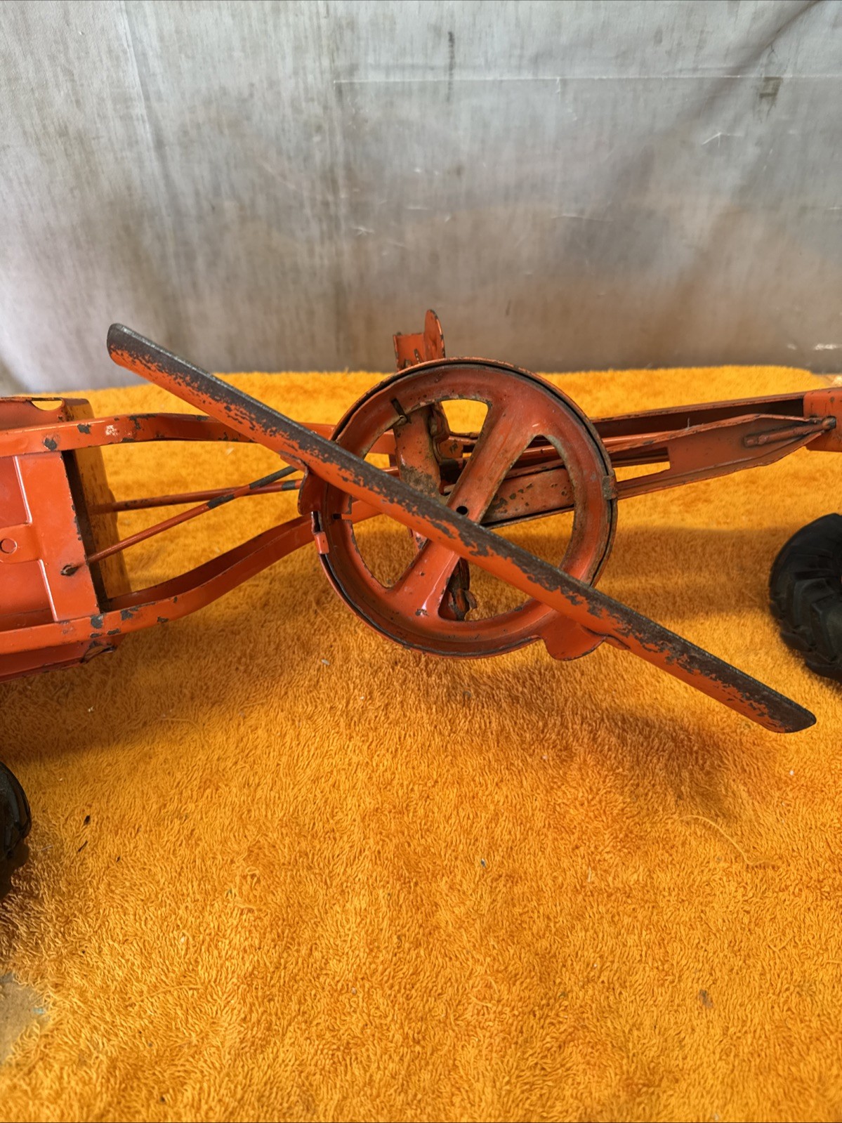 DN•Vintage 1949 DOEPKE Adams Motor Road Grader Pressed Steel Model Diesel Orange