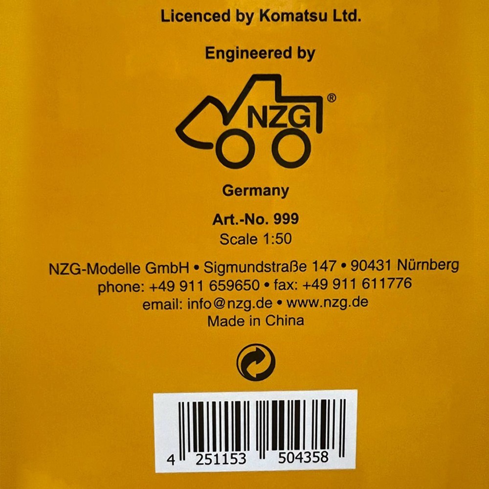 ⭐ 1:50 KOMATSU PC1250-11 MINING EXCAVATOR BACKHOE NZG DIECAST MODEL # 999 ⭐