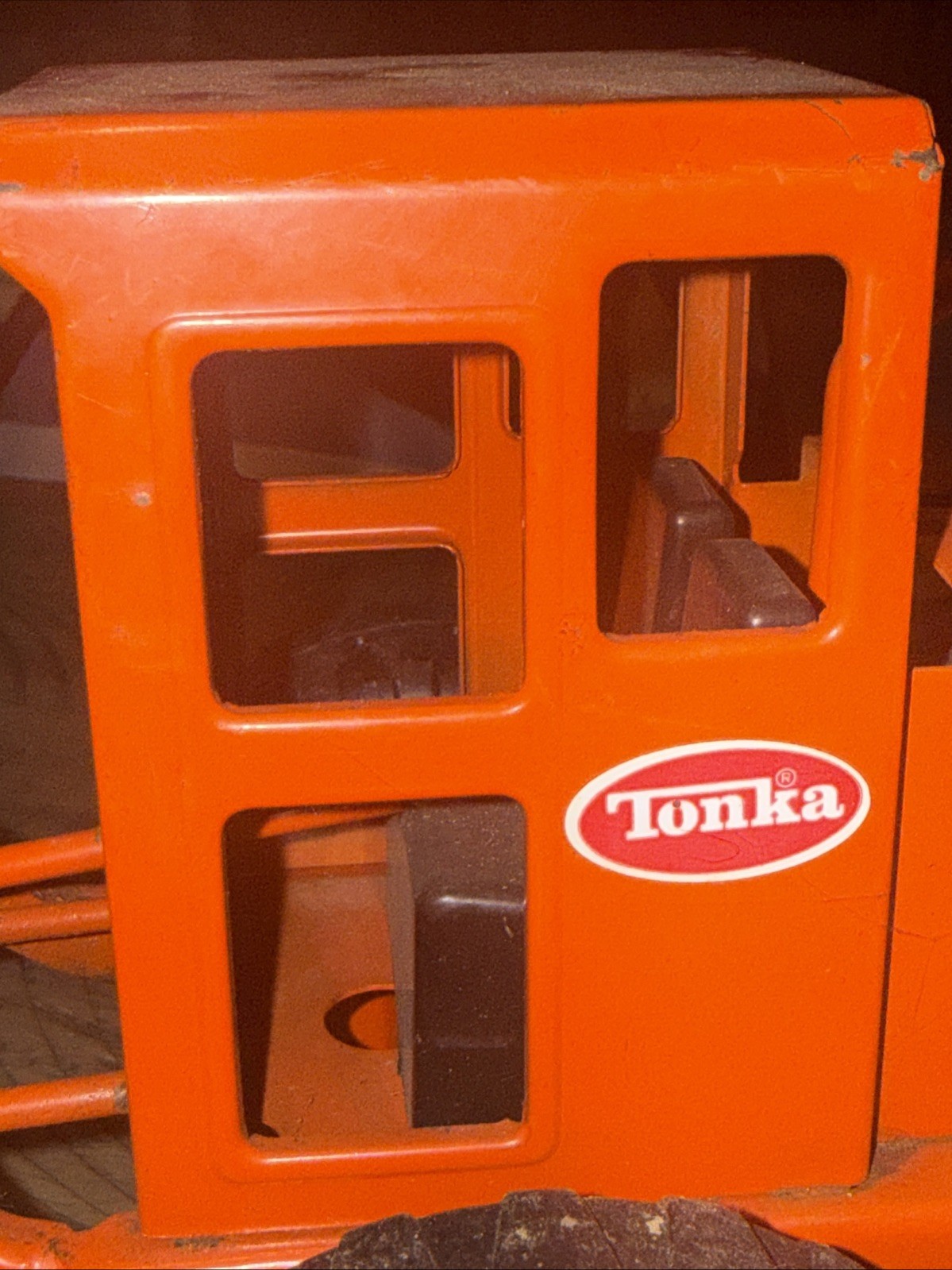 VINTAGE 1970’s TONKA METAL ROAD GRADER TOY ORANGE 17” MR-970 TIRES