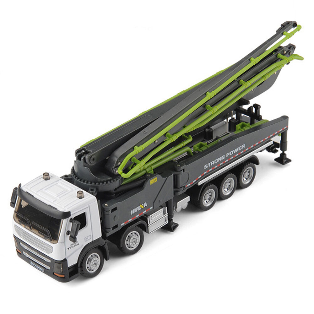 9.8″ Concrete Pump Truck Toy Diecast Construction Toy Trucks Toy Vehicle Gray