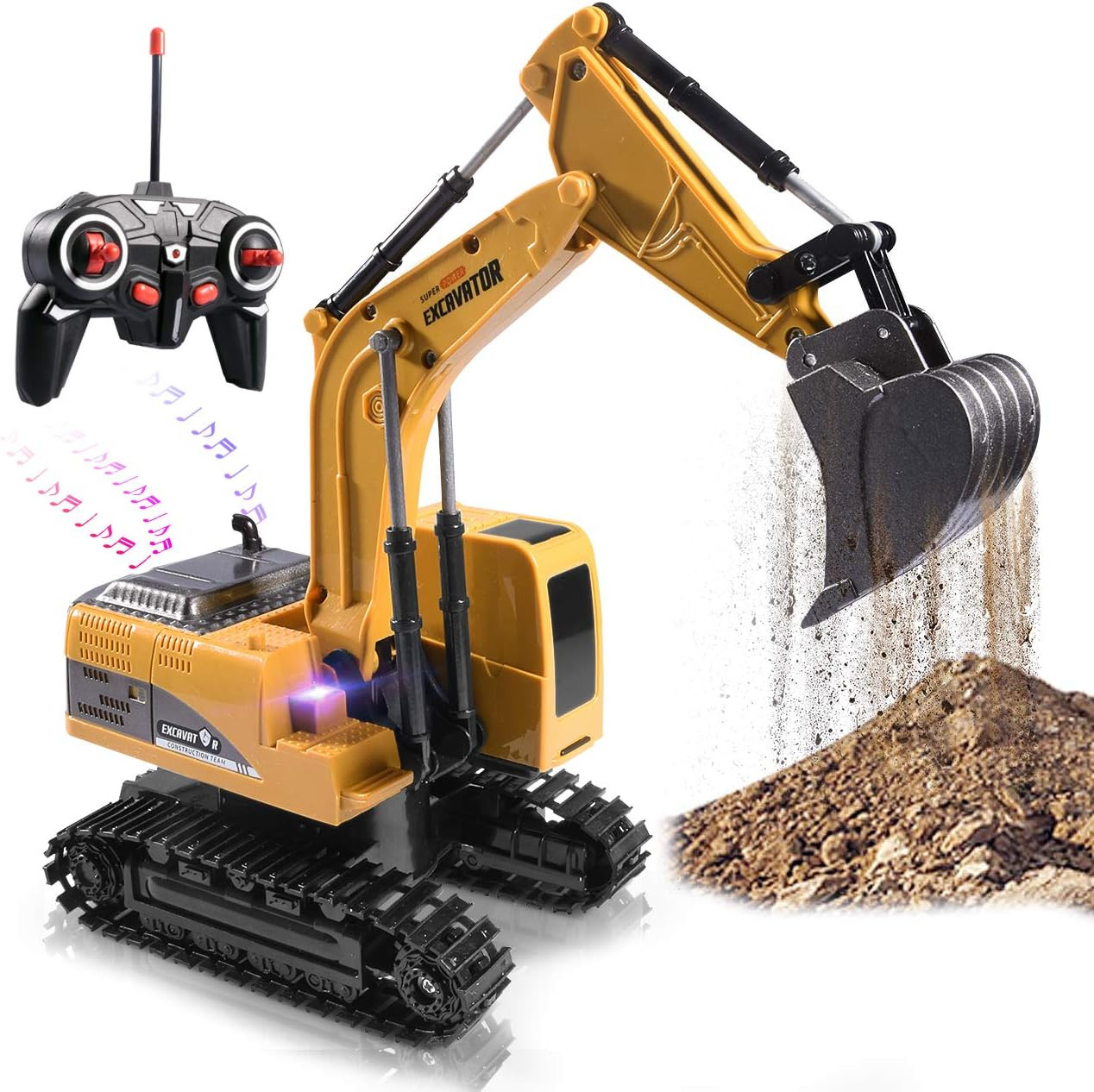 Construction Excavator Toy – Kids Toy Engineering Digger Truck, Remote Contro…