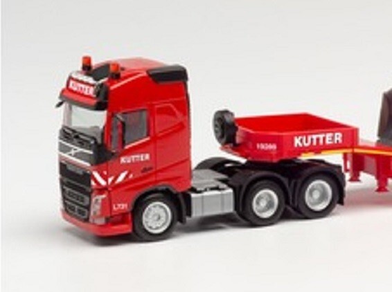 VOLVO truck +5 axle Lowboy Trailer & Bulldozer Kutter HO 1/87 Scale HERPA 315981