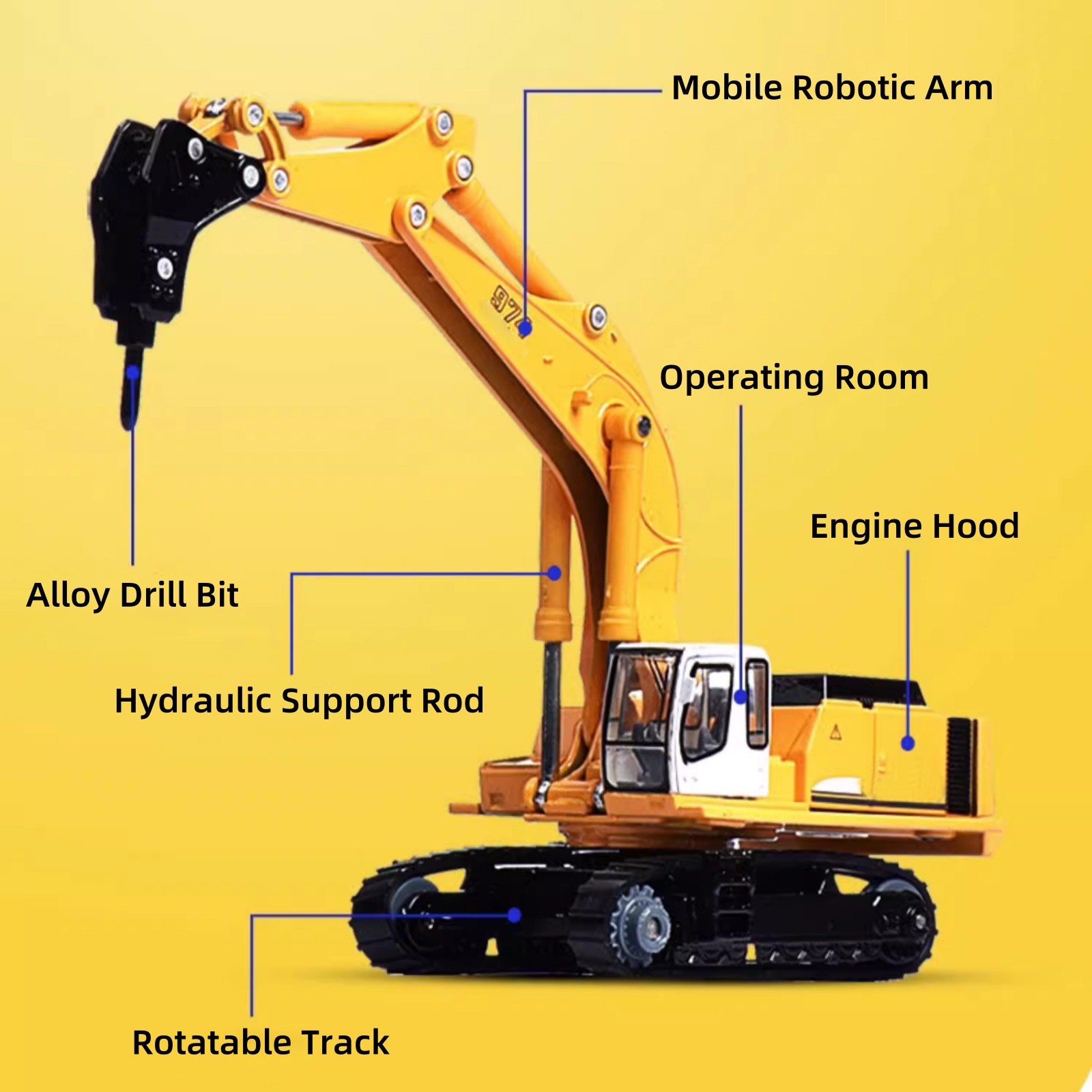 Alloy 1/87 Tracked Broken Machine Construction Vehicle Model Birthday Gift