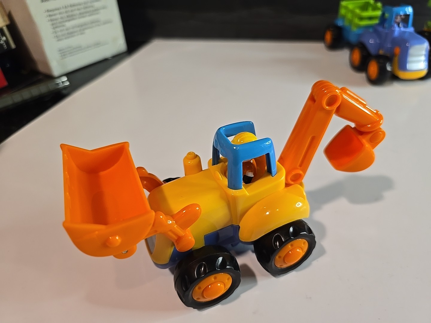 4 Huile Toy Vehicles Push & Go Friction Lot Tractor Mixer Dumptruck & Backhoe