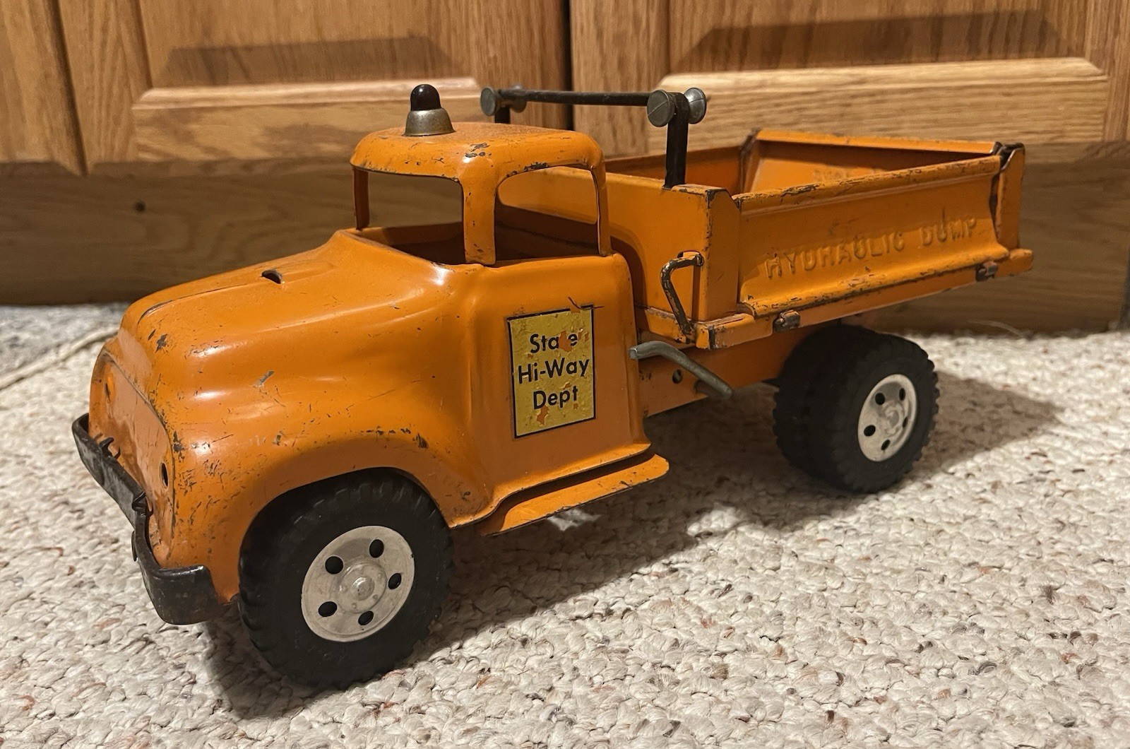 Tonka Vintage 50s Pressed Steel Hydraulic Dump Truck State Hi-Way Dept Side Dump
