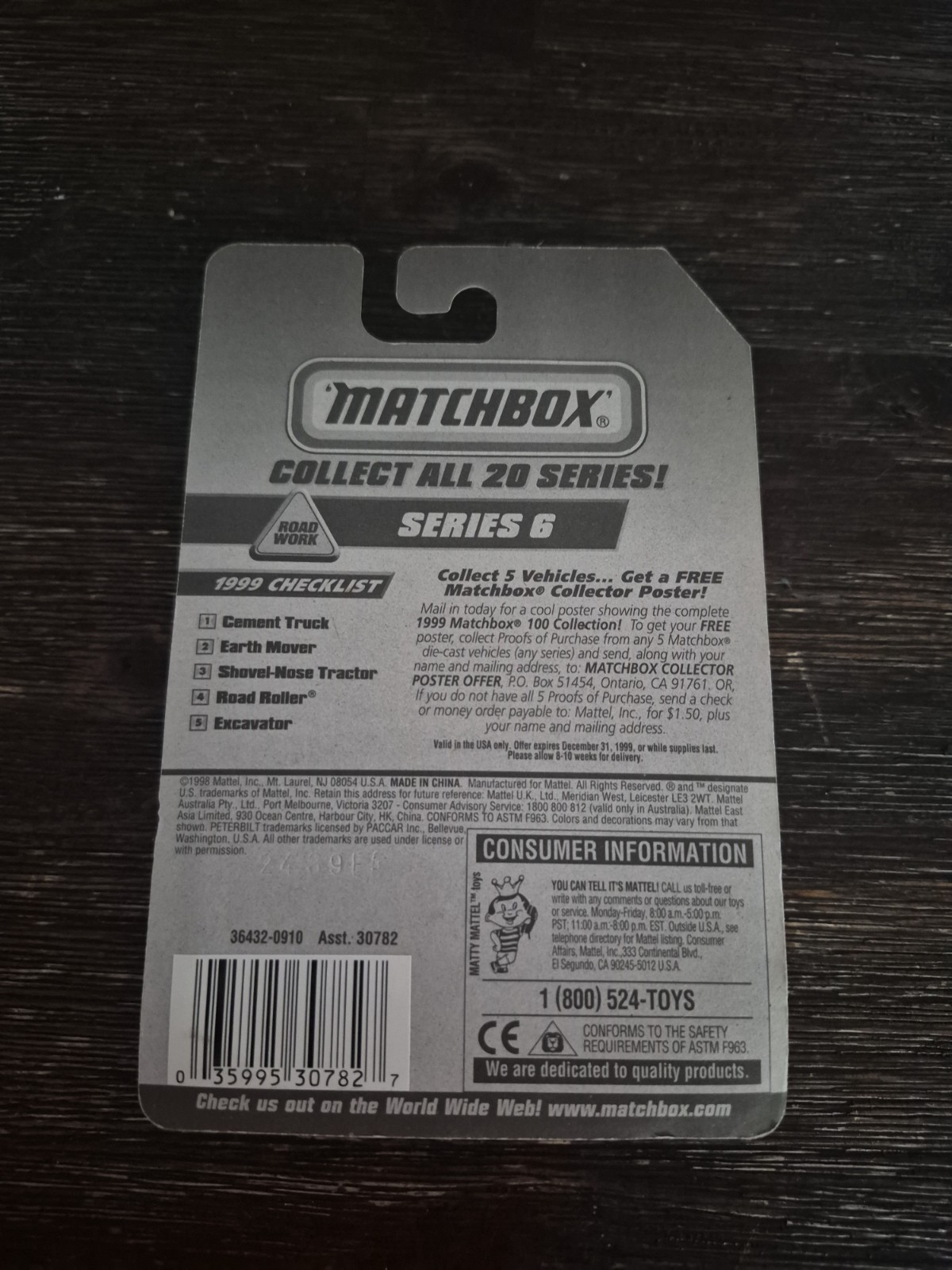 Matchbox Road Works Series 6 Shovel-Nose Tractor 1:64 Diecast 1999 Unopened
