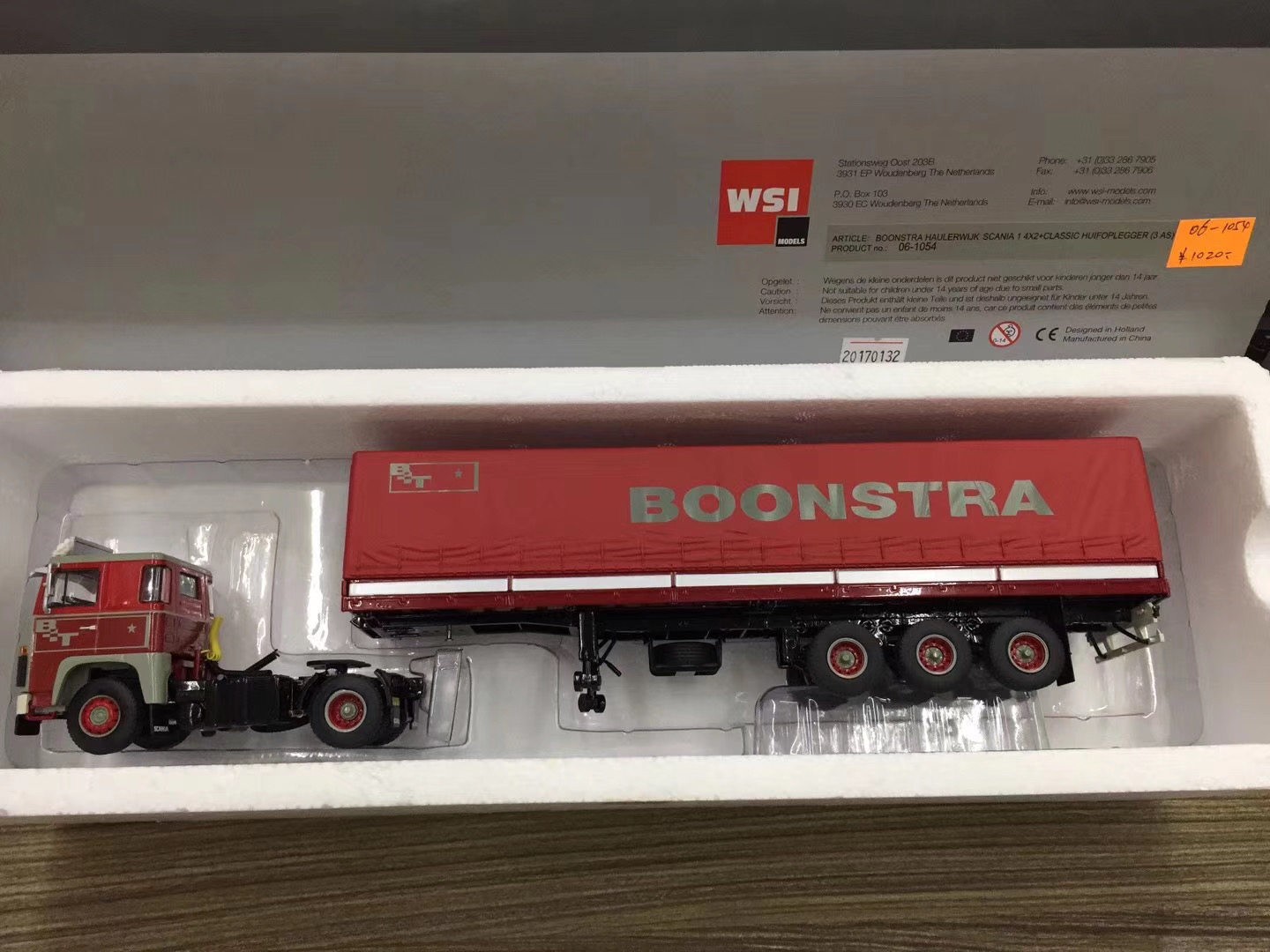 WSI 1:50 SCANIA 1 4X2 MATIC 3AXLE Scania Container Truck Model 06-1054