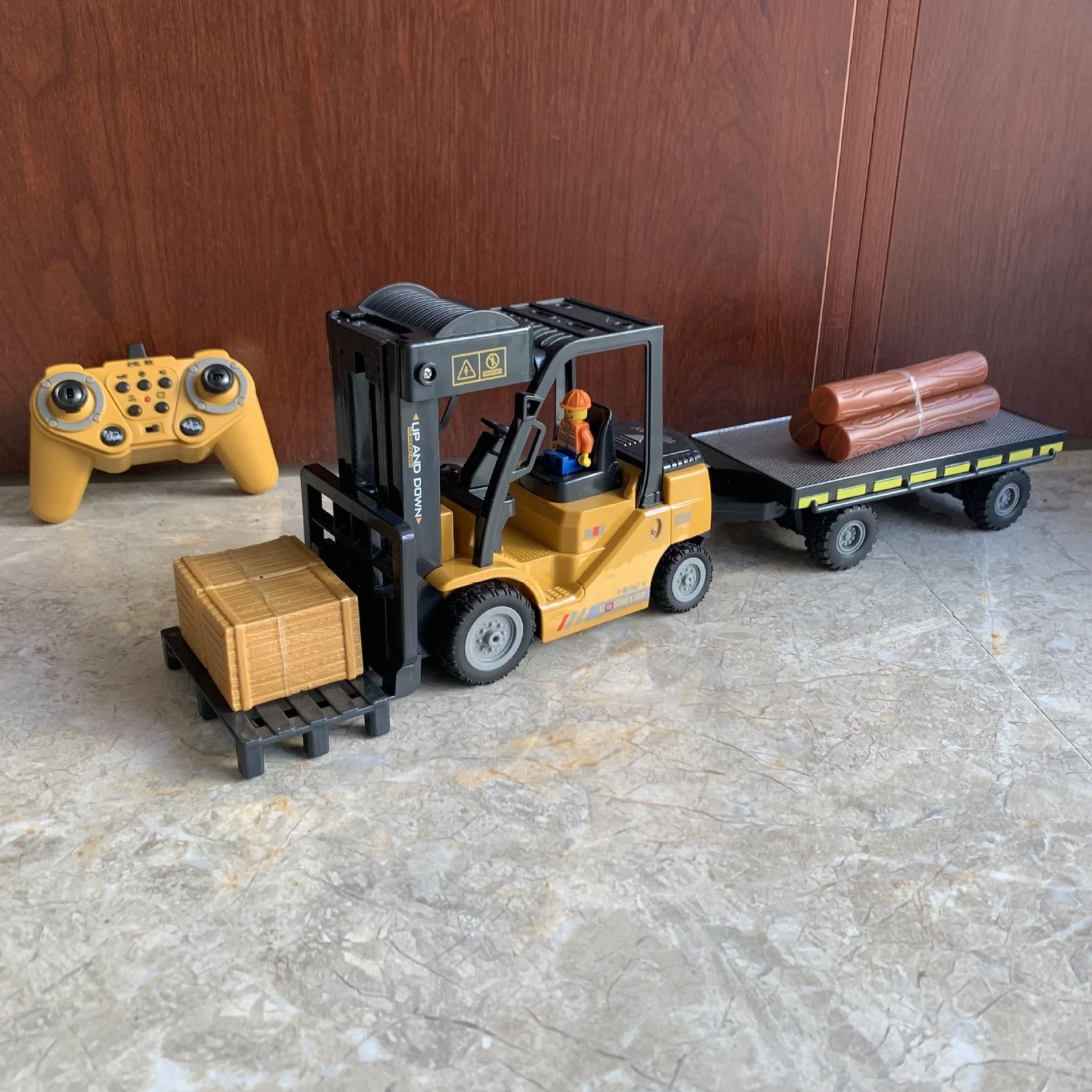 KNACKTOYZ Remote Control Forklift with Flatbed Truck, 11 Channel RC Forklifts…
