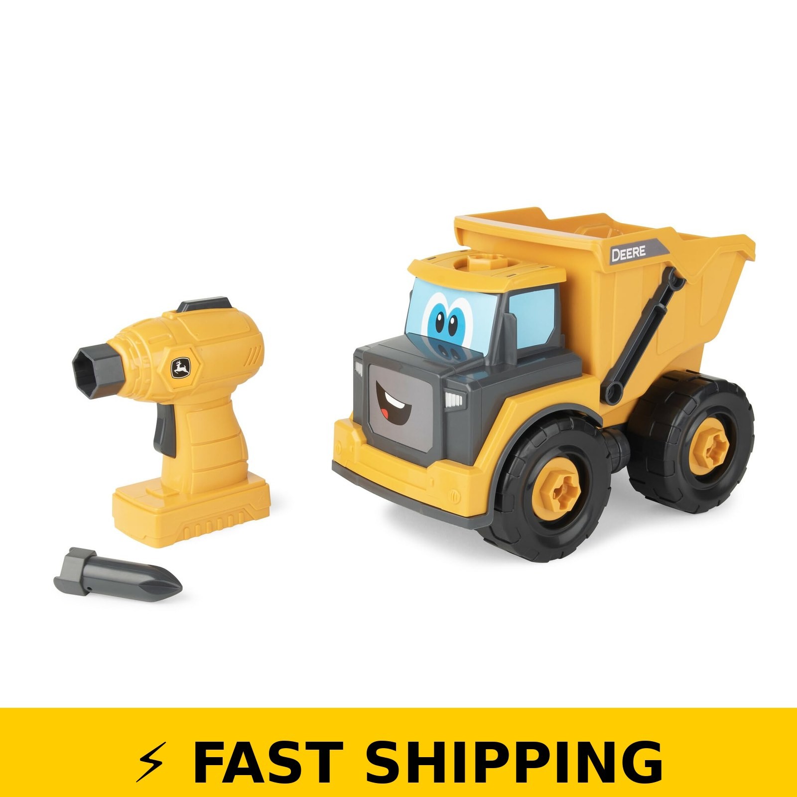 Build-A-Buddy John Deere Dump Truck Toy – STEM Building Toy – Yellow