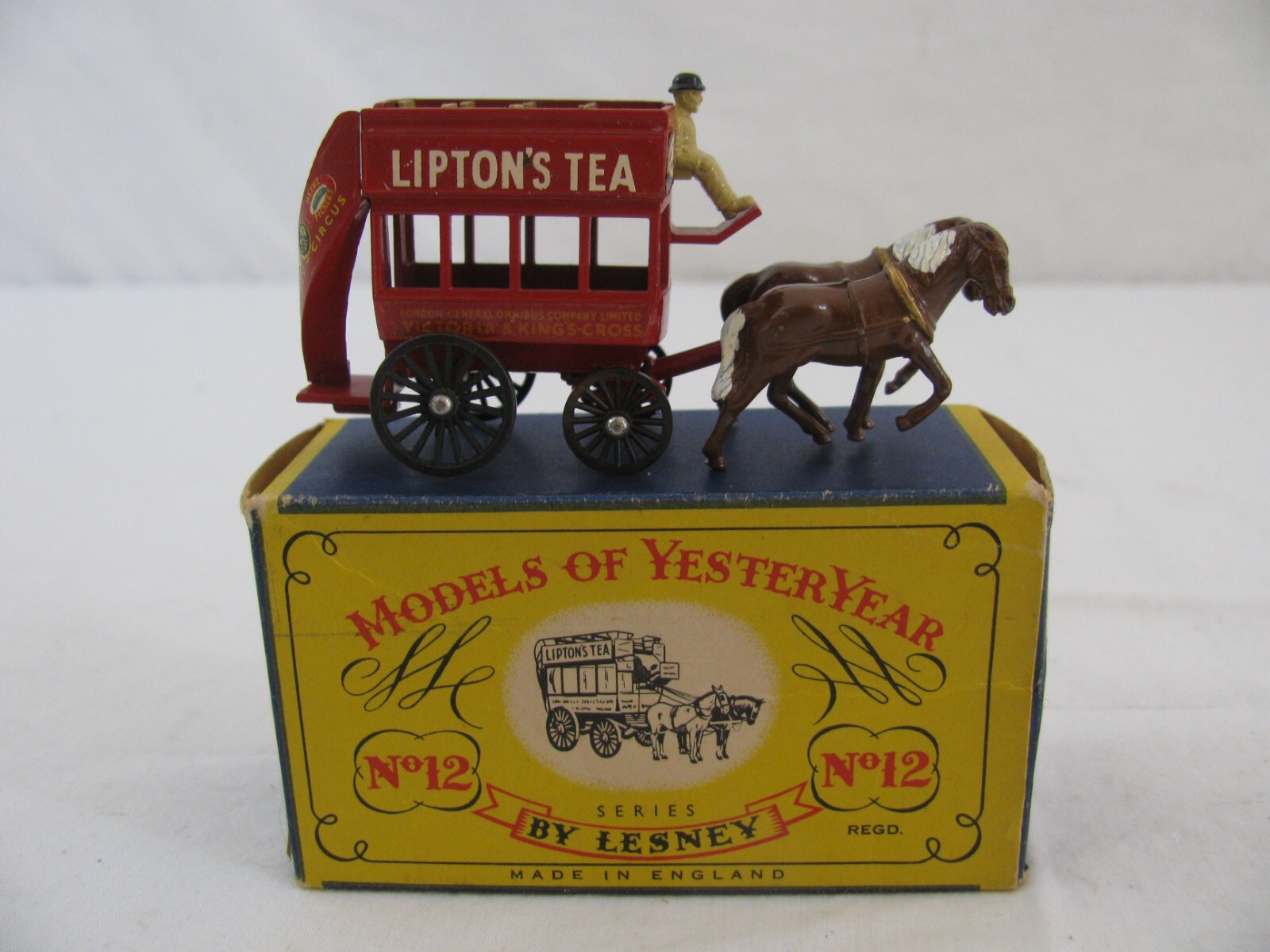 Lesney Matchbox Models of Yesteryear Diecast Lipton’s Tea Horse Bus #12 New!