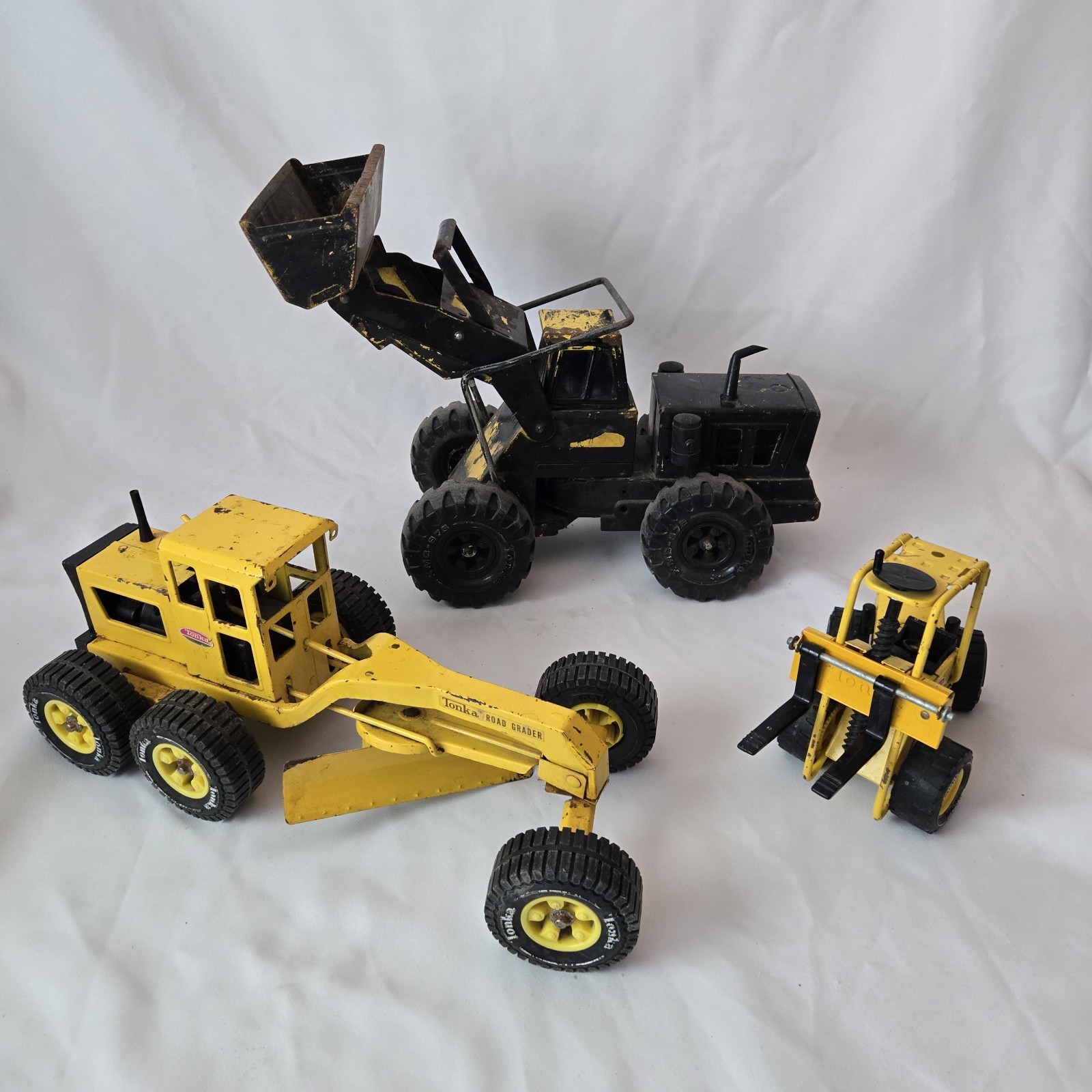 Vintage Tonka Mighty Diesel Front End Loader/Street Grader/Fork-lift /1970s/