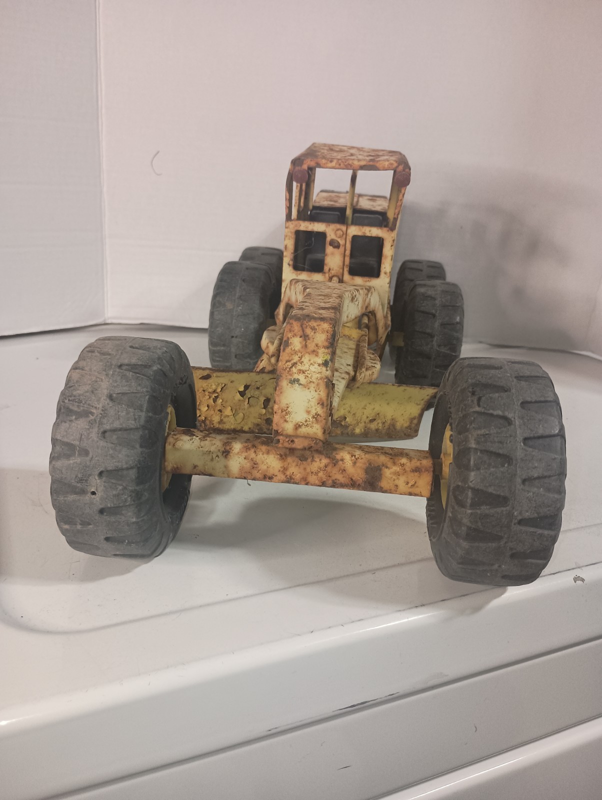 Vintage Tonka Road Grader Scraper MR-970 Yellow Pressed Steel Toy*SEE ALL PICS*