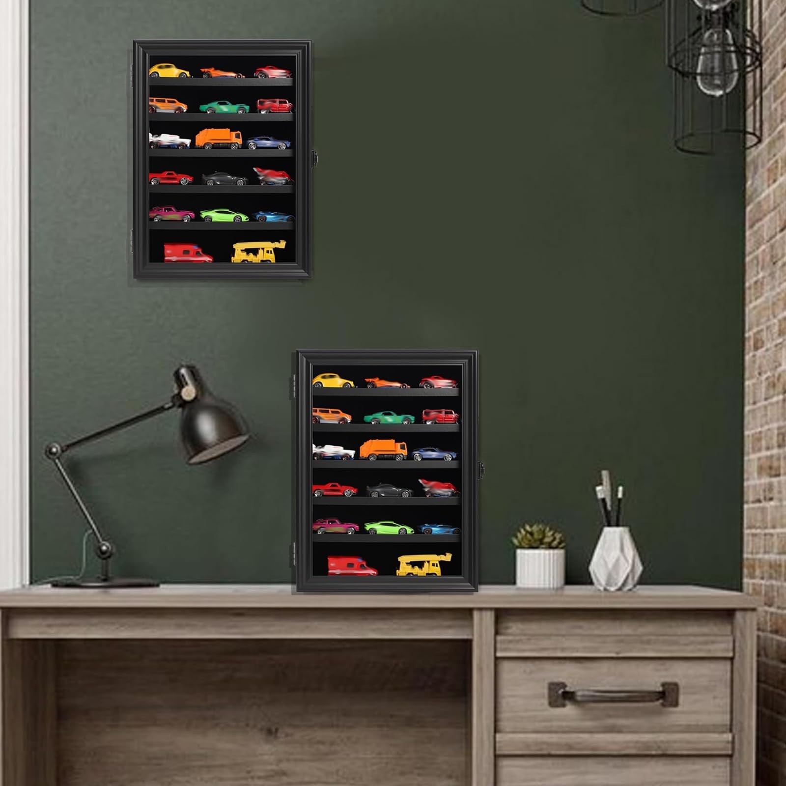 Toy Cars Display Case 1/64 Scale Diecast Car Display Case Wall Mount Model Ca…