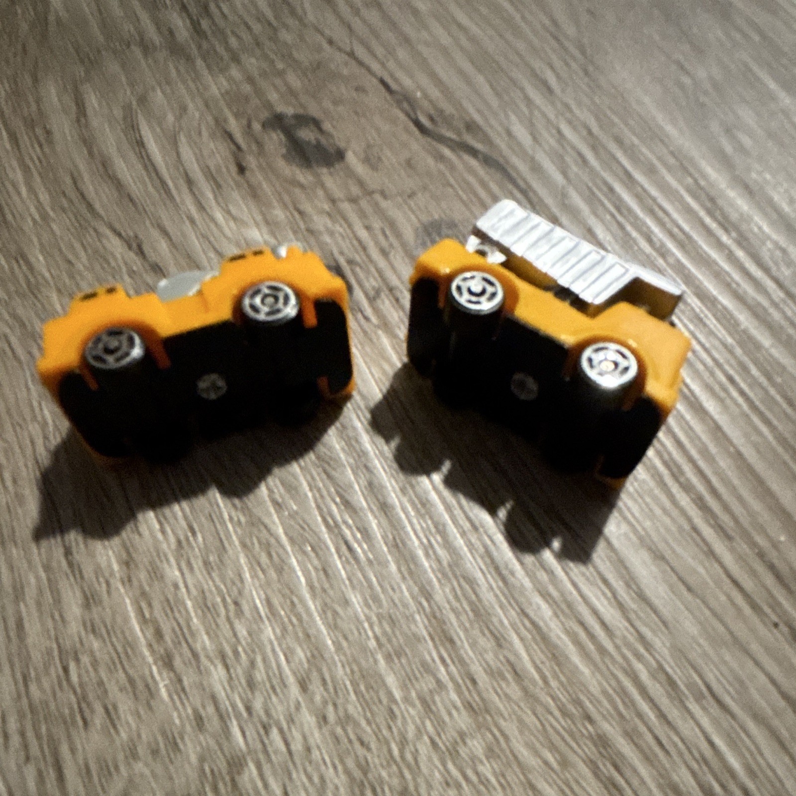 2pc Lot Mini Toy Construction Vehicles, Yellow Plastic, Ages 4-11