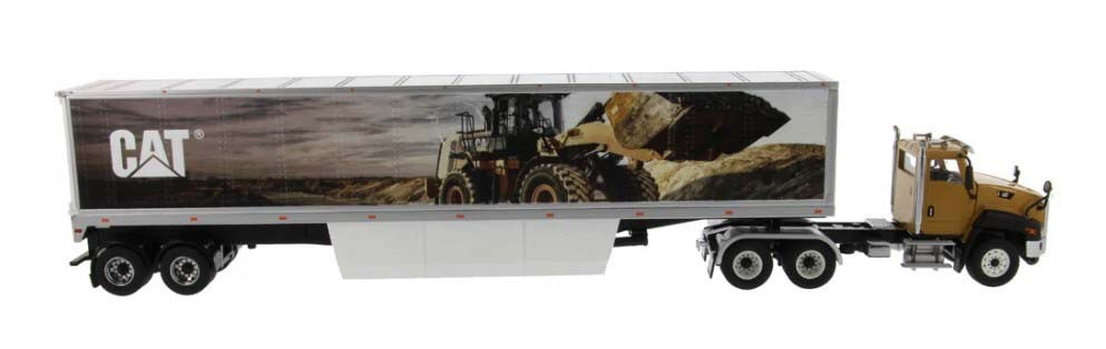 Diecast Masters 85666 Cat CT660 with Cat Mural Trailers 1/50 Scale Model