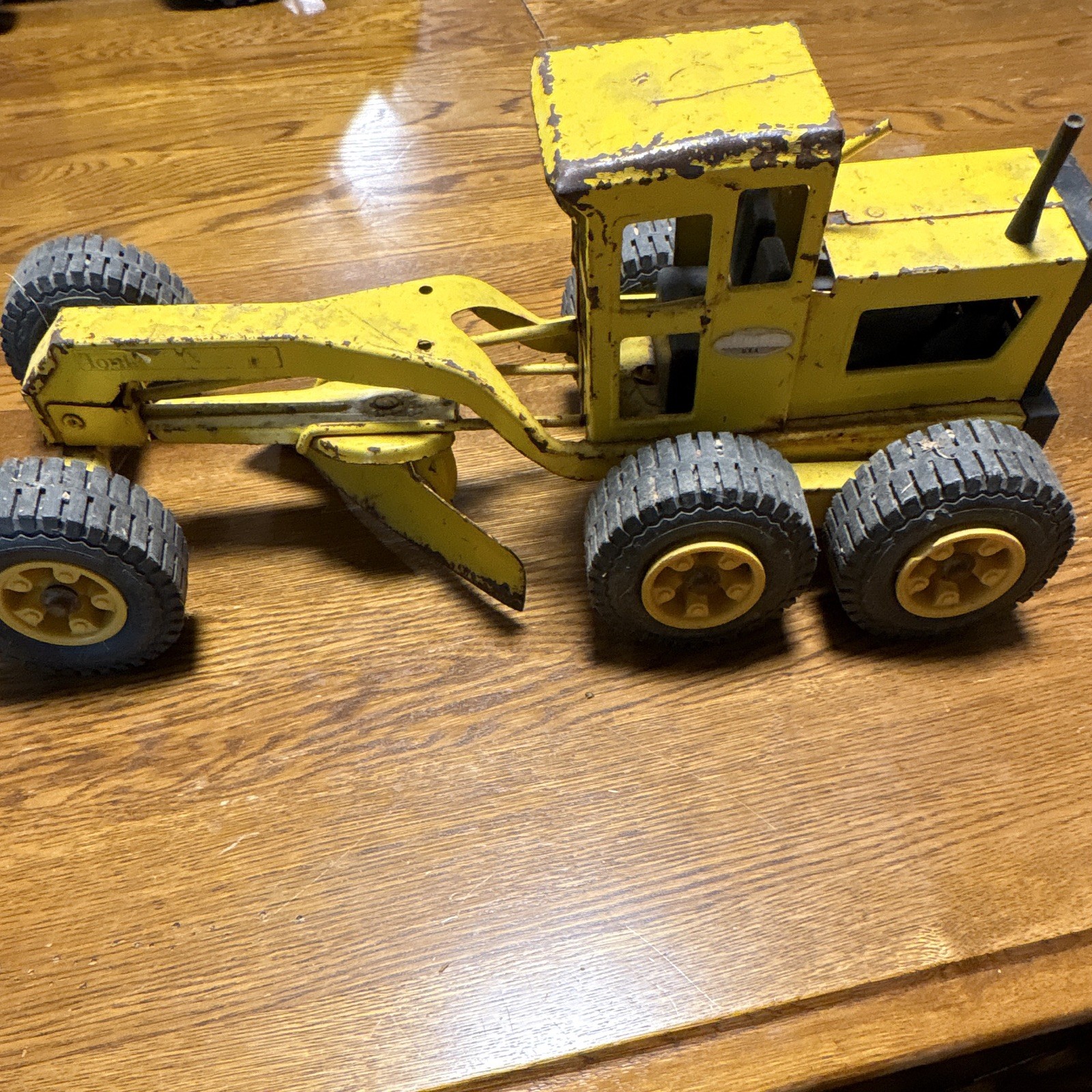 Vintage Diecast Road Grader Construction Vehicle Toy Yellow/Black/Gray