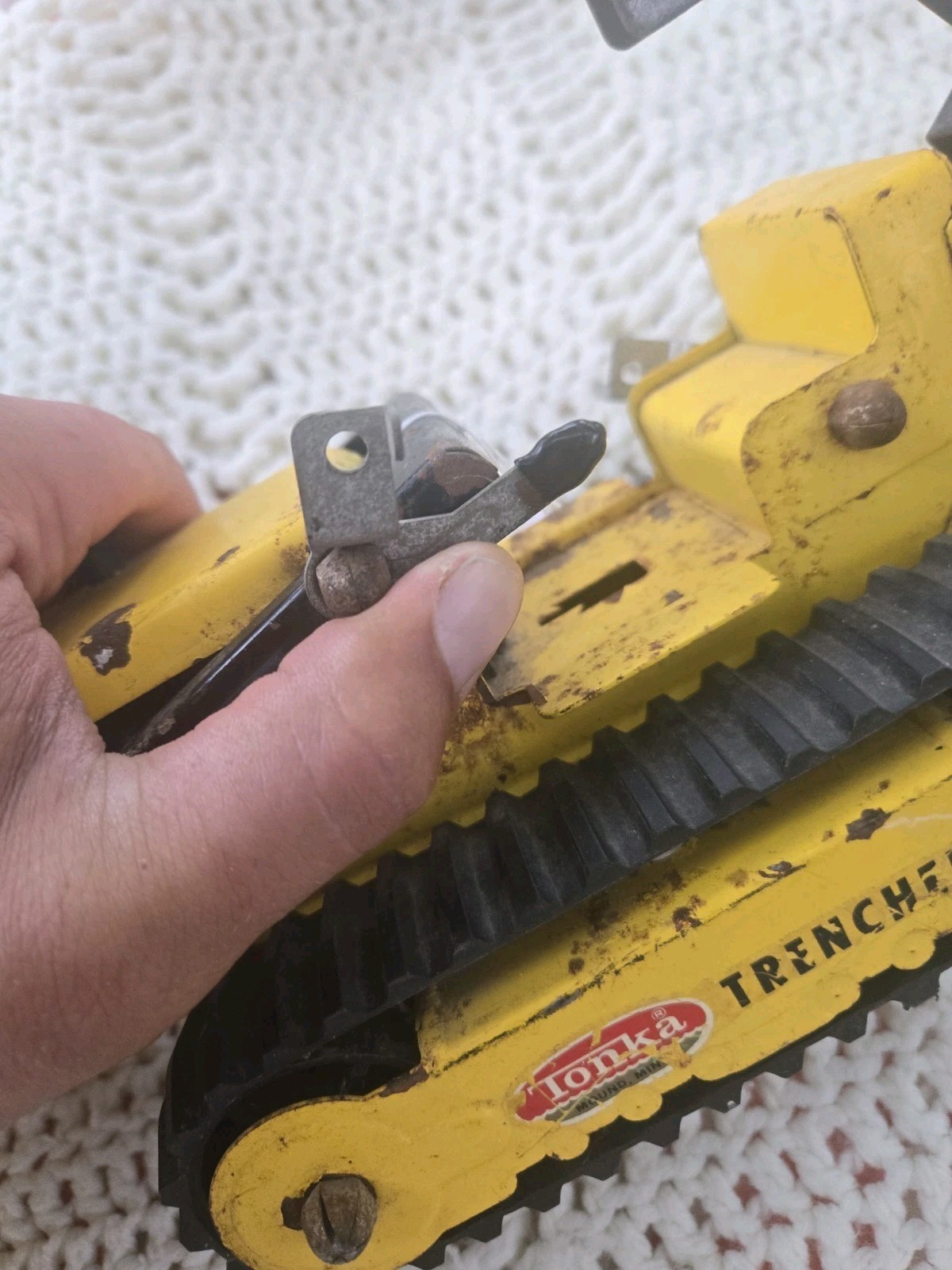 Vintage Pressed Steel Early Tonka Trencher Backhoe Loader Dozer Truck for Parts