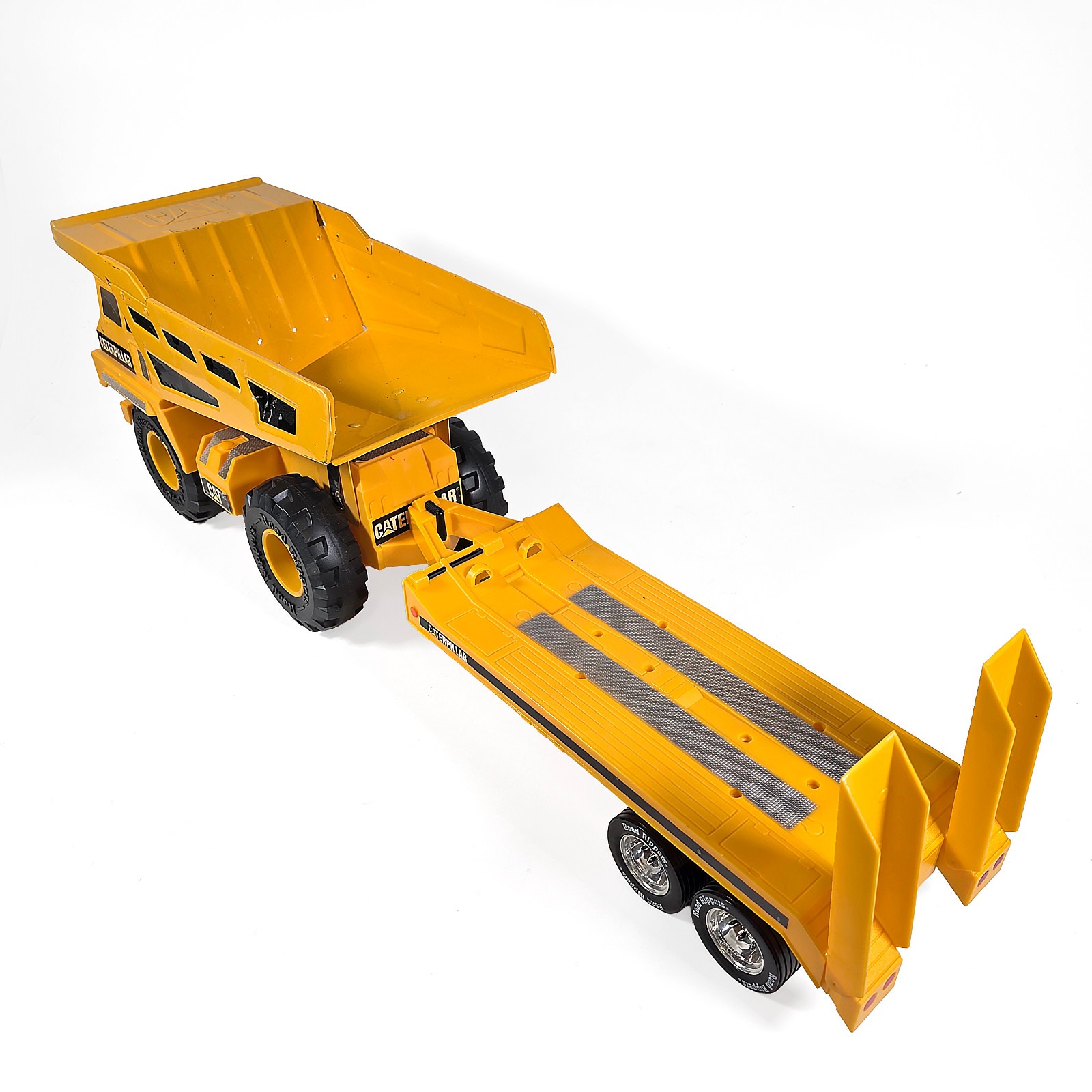 Toy State CAT • Road Rippers 16″ Dump Haul Truck & Trailer • Die-Cast & Plastic