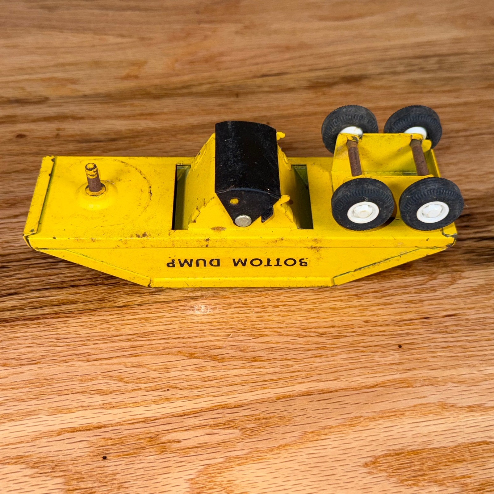 Vintage Tonka Bottom Dump Trailer Pressed Steel Yellow Toy Truck Attachment