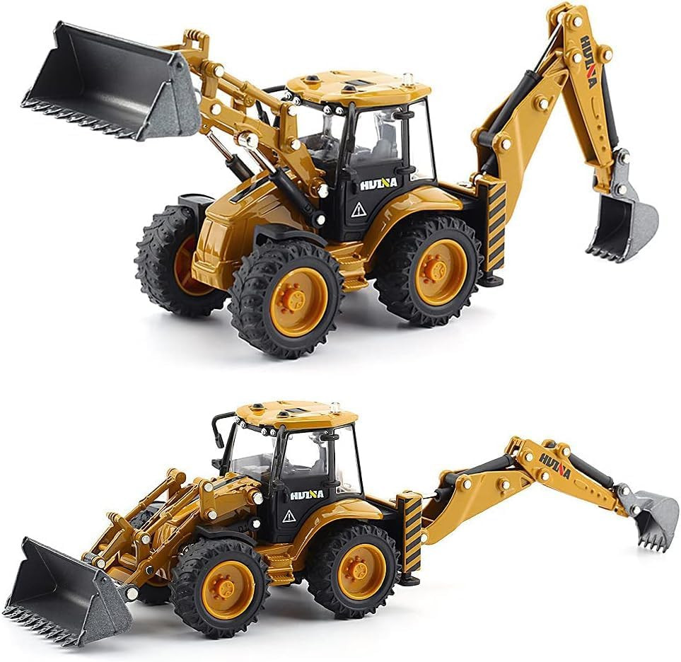 Die-cast Excavator Backhoe Front Loader Truck 1/50 Metal Engineering Vehicle Con