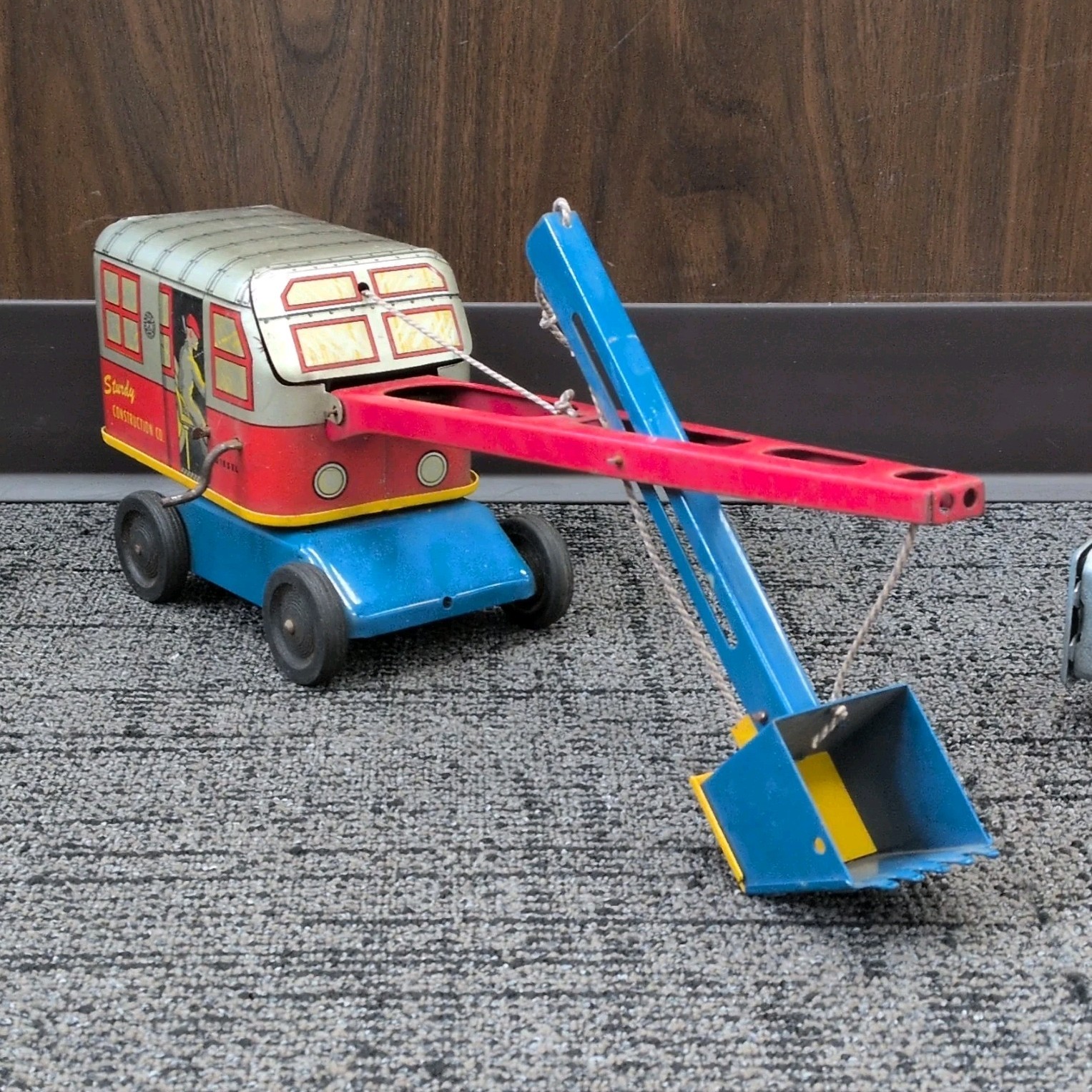 Lima Tin Construction Vehicle Blue Red Yellow Silver Vintage Toy