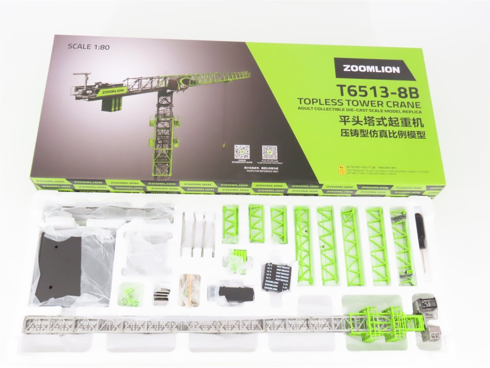 Zoomlion T6513-8B Topless Tower Crane – China 1:80 Scale Diecast Model New