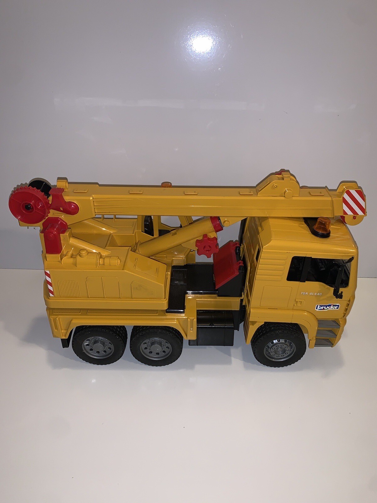 Vintage Bruder Tele-Crane TC 4500 Crane Truck Yellow 2001- Missing Hook