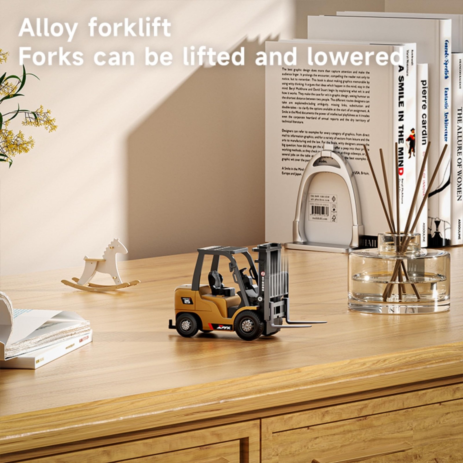 1/64 RC Forklift Toy, 7CH 2 Mode Mini Remote Control Forklift Truck, 2 in 1 Lift