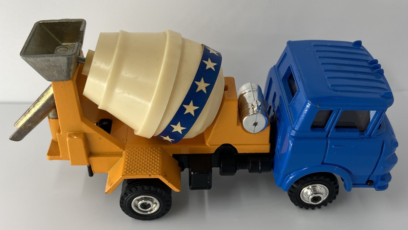 Shinsei Mini Power Diecast 4216 GMC Truck US Cement Mixer Orange Blue