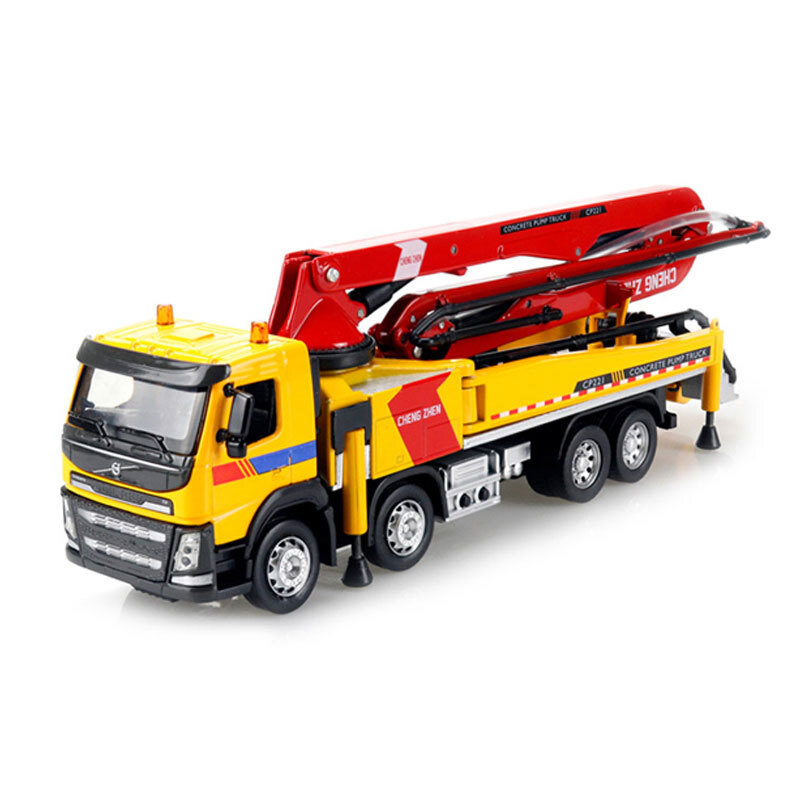 1:50 Concrete Pump Truck Toy Construction Vehicle Model Diecast Toy Car Yellow