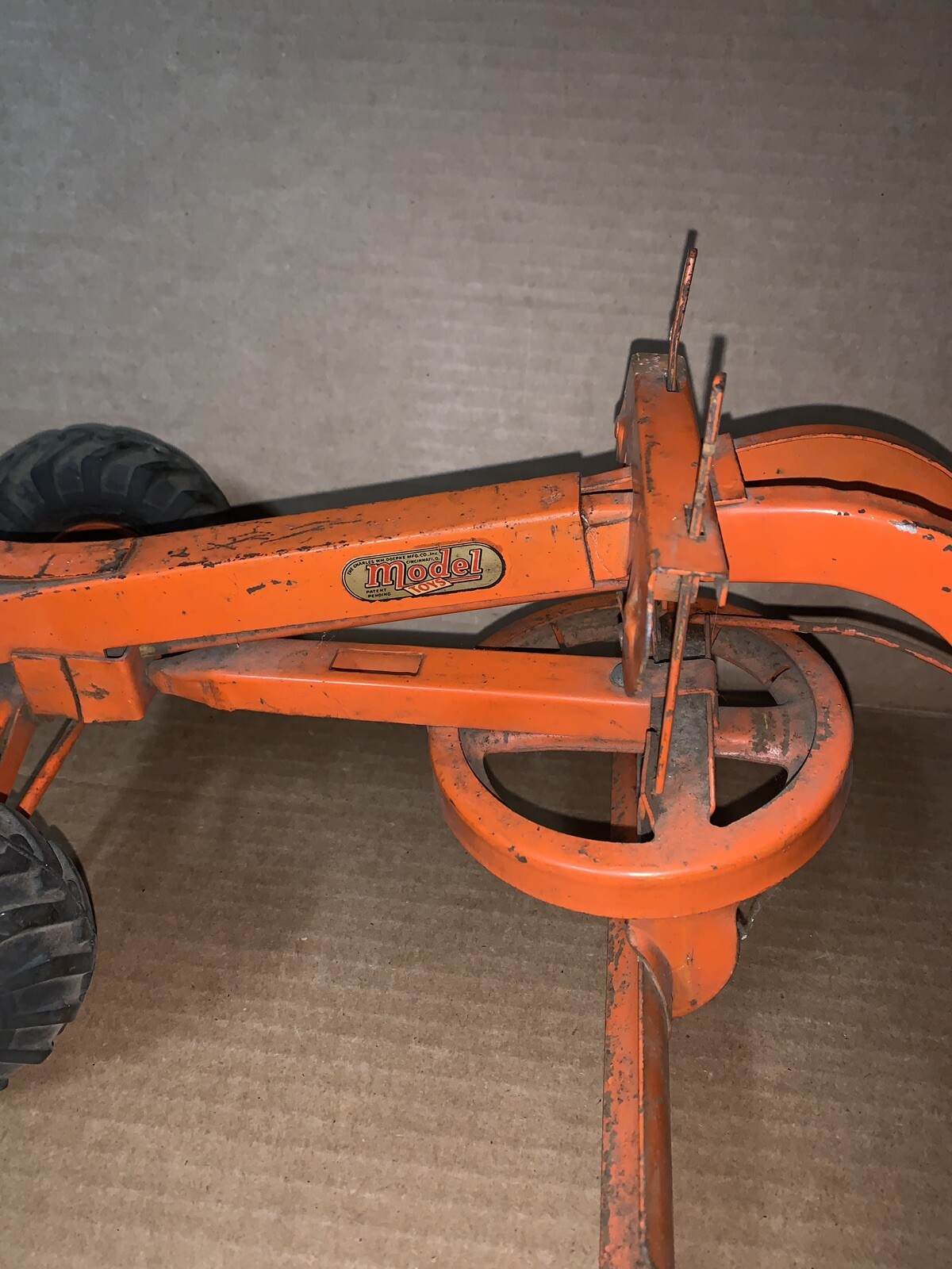 Vintage Heavy Pressed Steel Adams Motor Grader Diesel Construction Toy