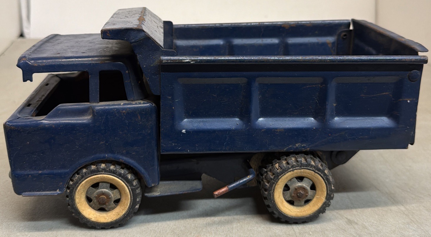 VTG Blue Structo Dumper – Pressed Steel Toy Dump Truck RARE