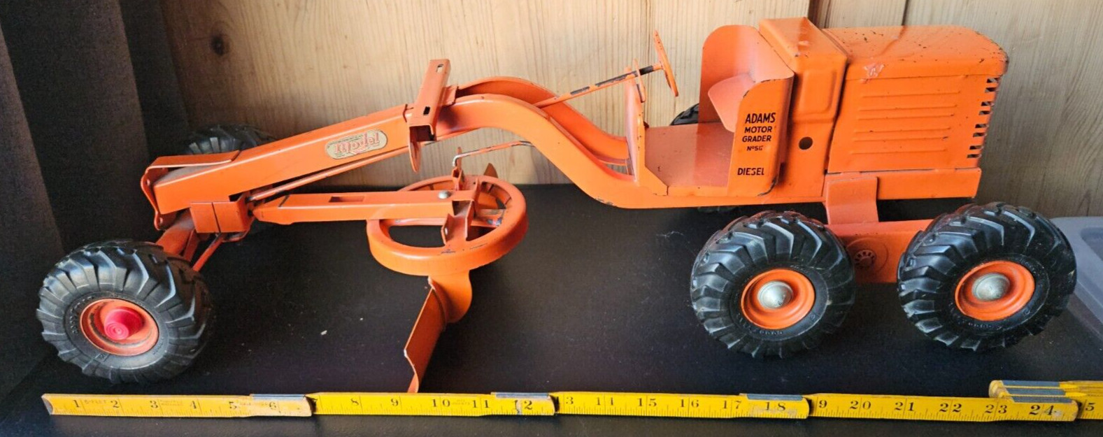 ADAMS MOTOR GRADER NO.512, DIESEL. MODEL TOYS, CHARLES WM. DOEPKE. GOODYEAR TIRE