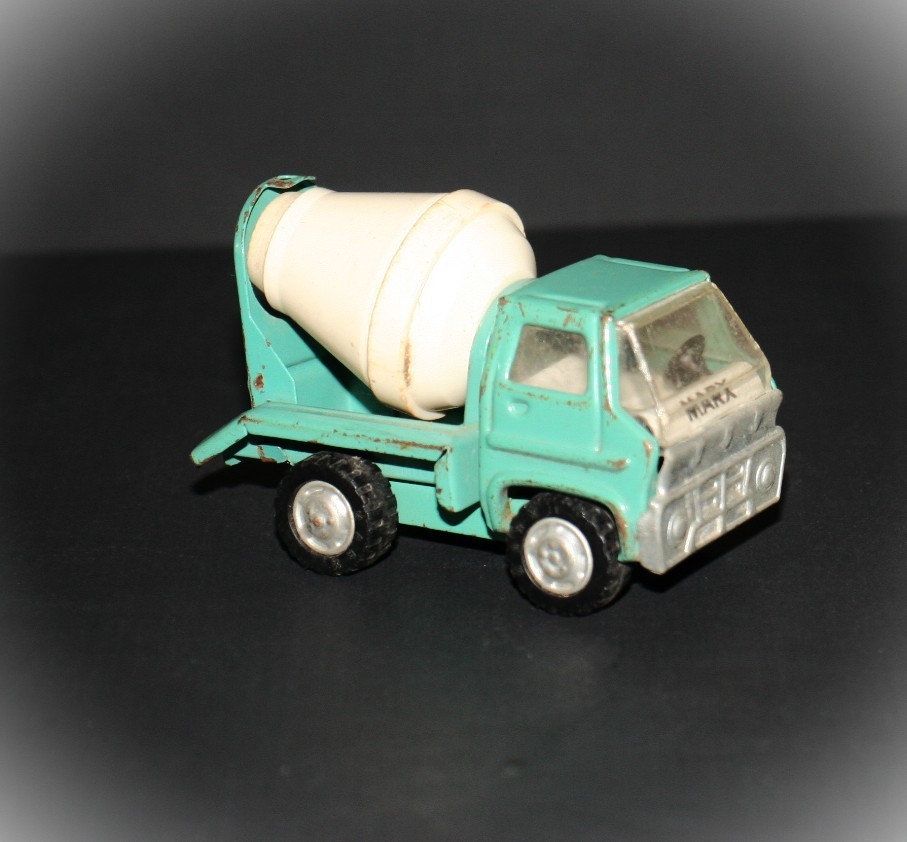 Vintage 1960’s MARX Cement Mixer Truck – Pressed Steel RARE colors mint green