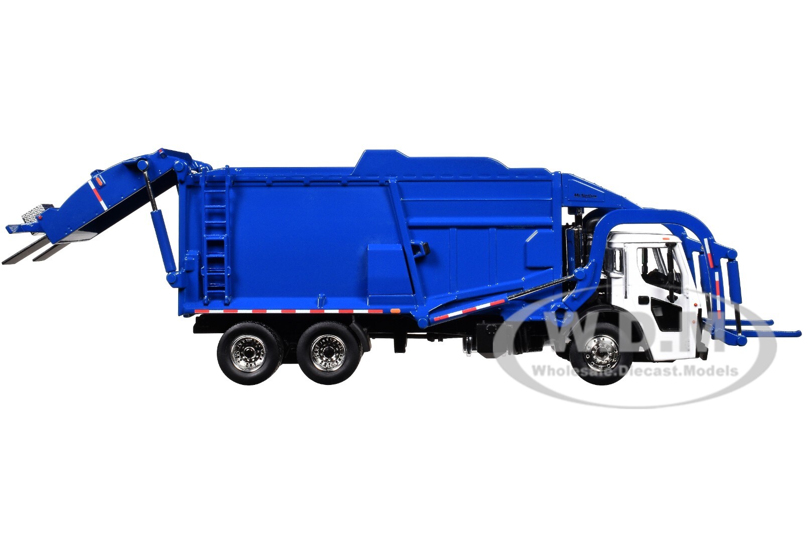 MACK LR GARBAGE TRUCK FRONT LOADER & BIN WHITE/BLUE 1/64 BY FIRST GEAR 60-1797