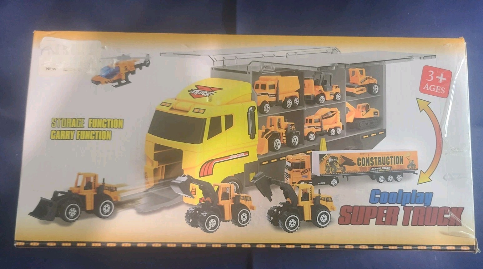 Semi Truck Excavator Construction Toy Carrier With 12 Vehicles