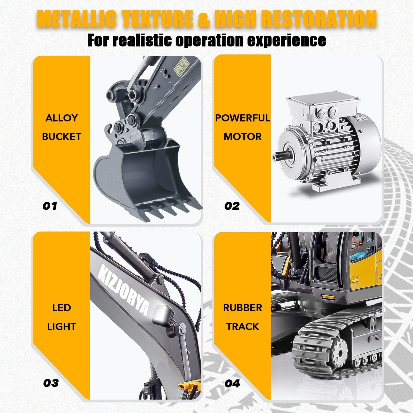 Remote Control Excavator, Boys Toy 6-12 Years, Rechargeable RC, 11 Channels