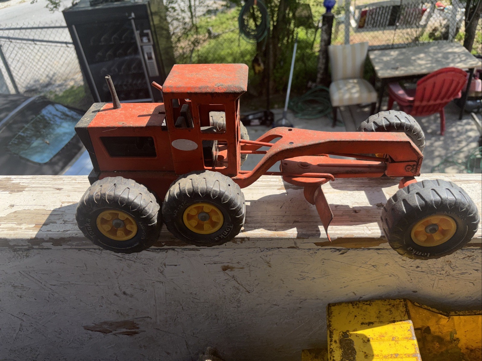 A Tonka Toy Motor Grader 17 Inches Long 7 1/2 Inches Wide