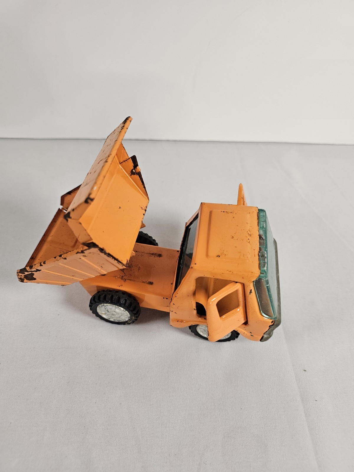 Bandai Line Orange Black Pressed Steel Dump Truck Toy Vintage Construction Korea