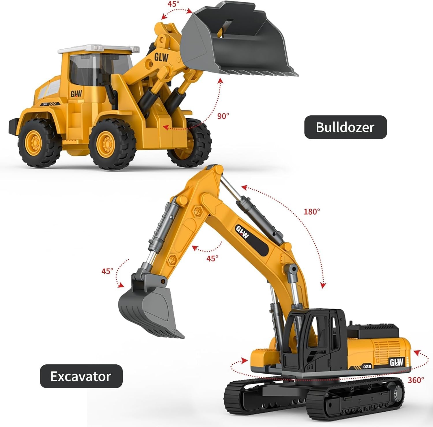 Die-cast Construction Toys Set with Semi Truck Excavator Bulldozer for 3-7 Years