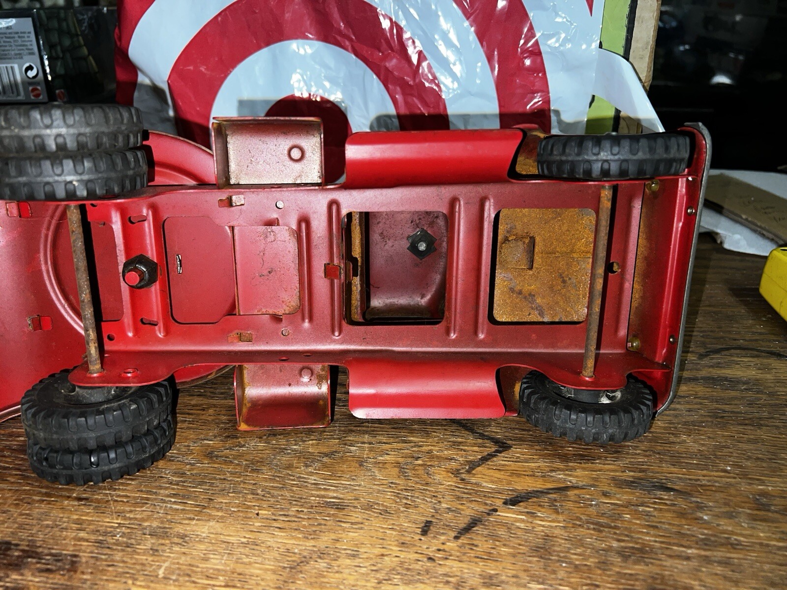 Vintage 1957 Tonka Aerial Ladder Fire Truck 33” #48 in catalog presents well