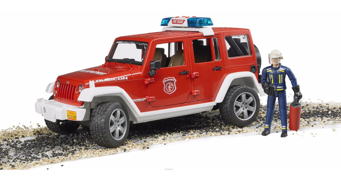 Jeep Fire Engine Wrangler Unlimited Rubicon+Firefighter Bruder Model 1/16 1:16