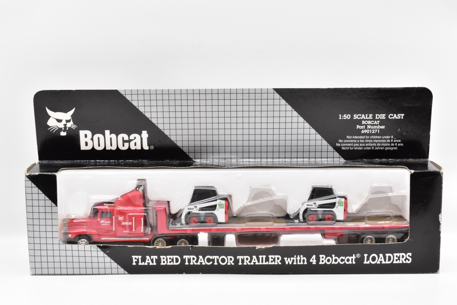 Bobcat Flatbed Tractor Trailer Loaders 1:50 Scale #6901271 (MISSING 2 LOADERS)