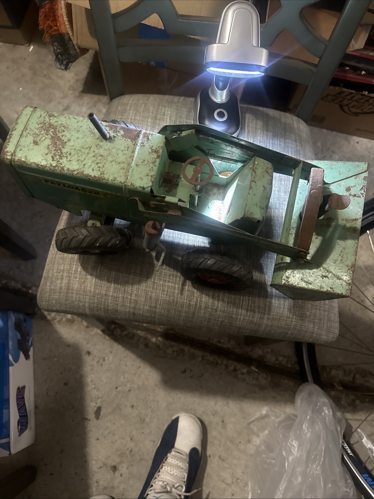 Rare Vtg Nylint Hough H-25 Payloader Green Pressed Steel Construction Toy
