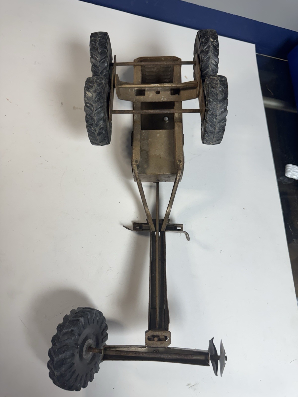vintage structo pressed steel road grader tractor bronze color Needs Repair